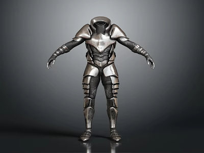 Shiny Metallic Silver Full Body Armor With Modern Futuristic Stylish Design 3d model