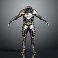 Shiny Metallic Silver Full Body Armor With Modern Futuristic Stylish Design