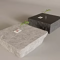 Light And Dark Gray Marble Coffee Tables With Small Potted Plants And Books