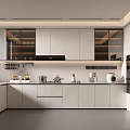 Modern Kitchen Interior Design With White Cabinets Glass Door Upper And Black Countertop Appliances