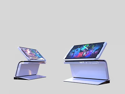 Modern Public Facilities Featuring Interactive Digital Information Kiosks With Colorful Screens 3d model