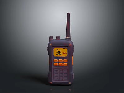 Purple And Orange Electronic Walkie Talkie With Screen Display Antenna And Buttons 3d model