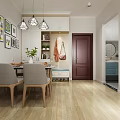 Contemporary Living Dining Room Interior With Gray Sofa Colorful Pillows Blue Wall TV Chandelier