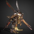 Robot Double Knife Sci-Fi Robot Future Robot War Machine Steampunk Cyberpunk 3d model