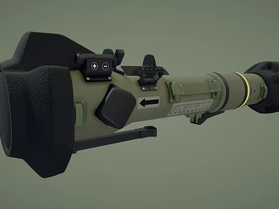 Green Military Anti Tank Missile Launcher With Black Sight And Launch Tube 3d model