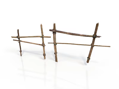 Scenic Construction Components Made Of Crossed Wooden Sticks Simple Fence Structure 3d model