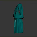 Stylish Green Short Sleeve Dress With Cinched Waist And Loose Fit Design