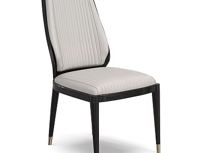 Modern Upholstered Dining Chair With Black Frame Vertical Stitched Cushion And Gold Accent Slender Legs 3d model