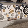 Creative Mechanical Gear Decorative Wall With Various Metal Gears And Intricate Details