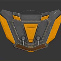 Futuristic Blue And Yellow Geometric Object With Metallic Surface And Angular Design