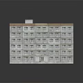 Cartoon Scene Of Multi story Apartment Building With Gray Walls Brown Roof Windows And Entrance