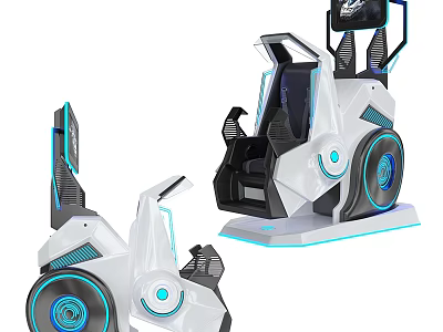 Futuristic Amusement Equipment With LED Lights Simulation Seat And Interactive Gaming Design 3d model