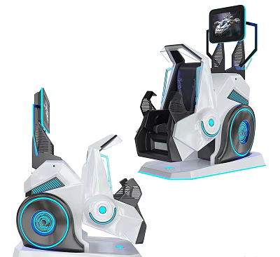 Futuristic Amusement Equipment With LED Lights Simulation Seat And Interactive Gaming Design 3d model