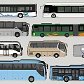 Various Colored Buses Including City Transit And Tourist Coach Models