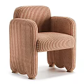 Modern Leisure Chair With Striped Orange And Beige Fabric Armrests And Metal Legs