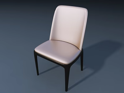 Modern Dining Chair With Light Leather Seat And Dark Wooden Legs 3d model