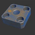 Brass Industrial Equipment Component Design With Central Threaded Hole And Four Holes