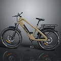 BETTERON Beige Electric Mountain Bicycle With Green Seat Rear Rack Large Tires And Reflective Strips