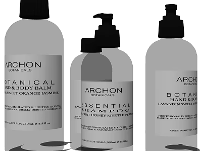 Archon Bathroom Essentials With Botanical Shampoo Lavender And Orange Balm 3d model