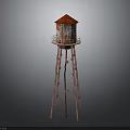 Red Lighthouse Tower With Red Roof Ladder Design And Observation Deck