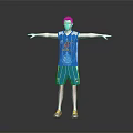 A Man Standing With Arms Outstretched In Blue Basketball Jersey Number 15 On Dark Background