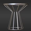 Two Modern Round Side Tables With Geometric Metal Frame And Circular Top 3d model