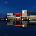 Traditional Chinese Garden Landscape Night View With Building Reflection On Calm Water