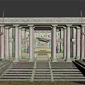 Classical Ancient Temple Building With Marble Statues Ornate Columns Decorative Facade And Grand Steps