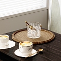 Modern Coffee Pull Flower Coffee Coffee Cup Ice Cup Cup Water Cup Tray 3d model