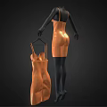 Orange Shiny Leotard Displayed On Black Mannequin With Smaller Hanger Version