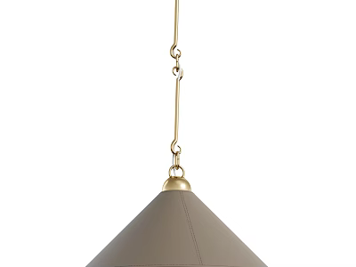 Modern Minimalist Pendant Light With Gold Chain And Gray Leather Cone Shade Design 3d model