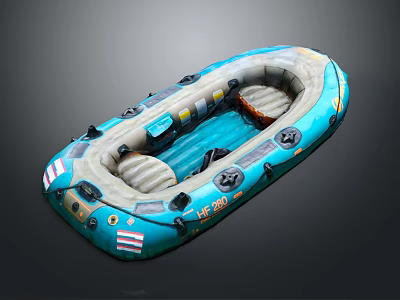 Blue Inflatable Boat With Durable Design Seats And Multiple Air Chambers For Recreational Water Activities 3d model