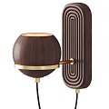 Modern Wooden Wall Lamps With Spherical Shades And Gold Accents For Home Decor