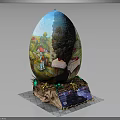 Detailed Decorative Painted Egg Featuring Scenic Table Landscape Characters And Creatures 3d model