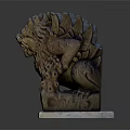 Traditional Stone Lion Statue With Carved Mane And Claws On Marble Base