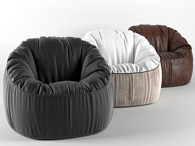 Soft Plush Bean Bag Leisure Chairs in Black White and Brown for Living Room 3d model