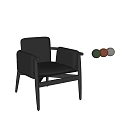 Black Leather Leisure Chair With Modern Design Wooden Legs And Armrests