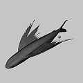 Dark Colored Fish With Wing Like Fins And Streamlined Body Structure 3d model