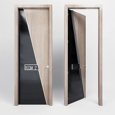 Modern swing door creative parquet door 3d model