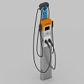 Modern EV Charging Station With Digital Display Dual Ports And Orange Panel Design