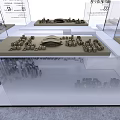 Modern Cultural Center Interior Design Showcasing Exhibition Models In Glass Display Cases