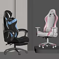 Modern Gaming Chairs With Black Blue Accents And White Pink Details
