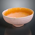 Ceramic Tableware Set Featuring Orange and Beige Round Bowl with Stable Base Design for Dining 3d model