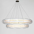 Modern Double Layered Textured White Fabric Chandelier Hanging In Contemporary Interior
