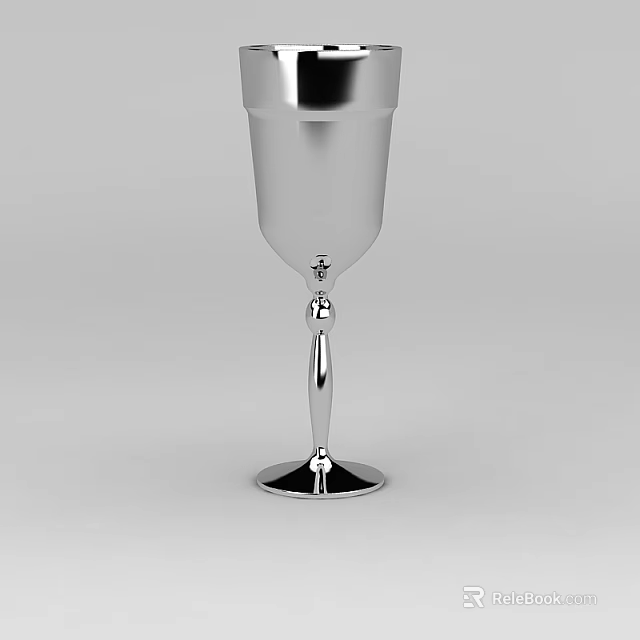 Technology Exhibition Hall Displaying Modern Metallic Goblet With Sleek Design And Polished Base 3d model 