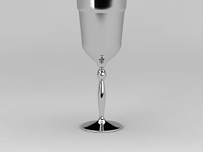 Technology Exhibition Hall Displaying Modern Metallic Goblet With Sleek Design And Polished Base 3d model