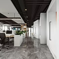 Spacious Modern Public Office Space Interior With Workstations Green Chairs Computers And Bookshelves