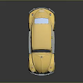 Yellow Volkswagen Beetle Car With Shiny Reflection On Black Surface 3d model