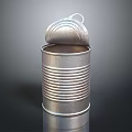 Open Metal Can With Pull Tab And Ribbed Design On Reflective Surface 3d model