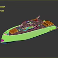 Modern Gray and Orange Motorboat with Sleek Deck and Cabin Design